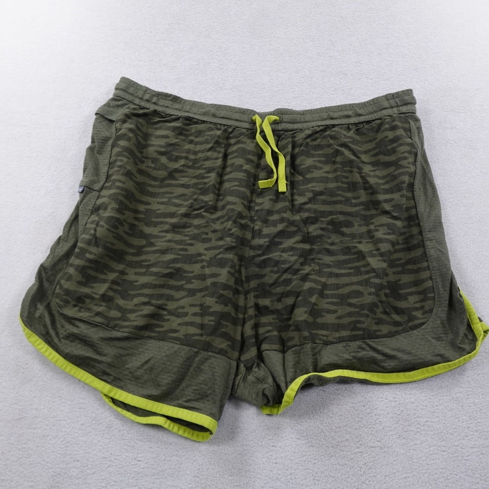 Icebreaker Cool Lite Shorts Mens Large Green Camo Merino 150 Lined Gym Training